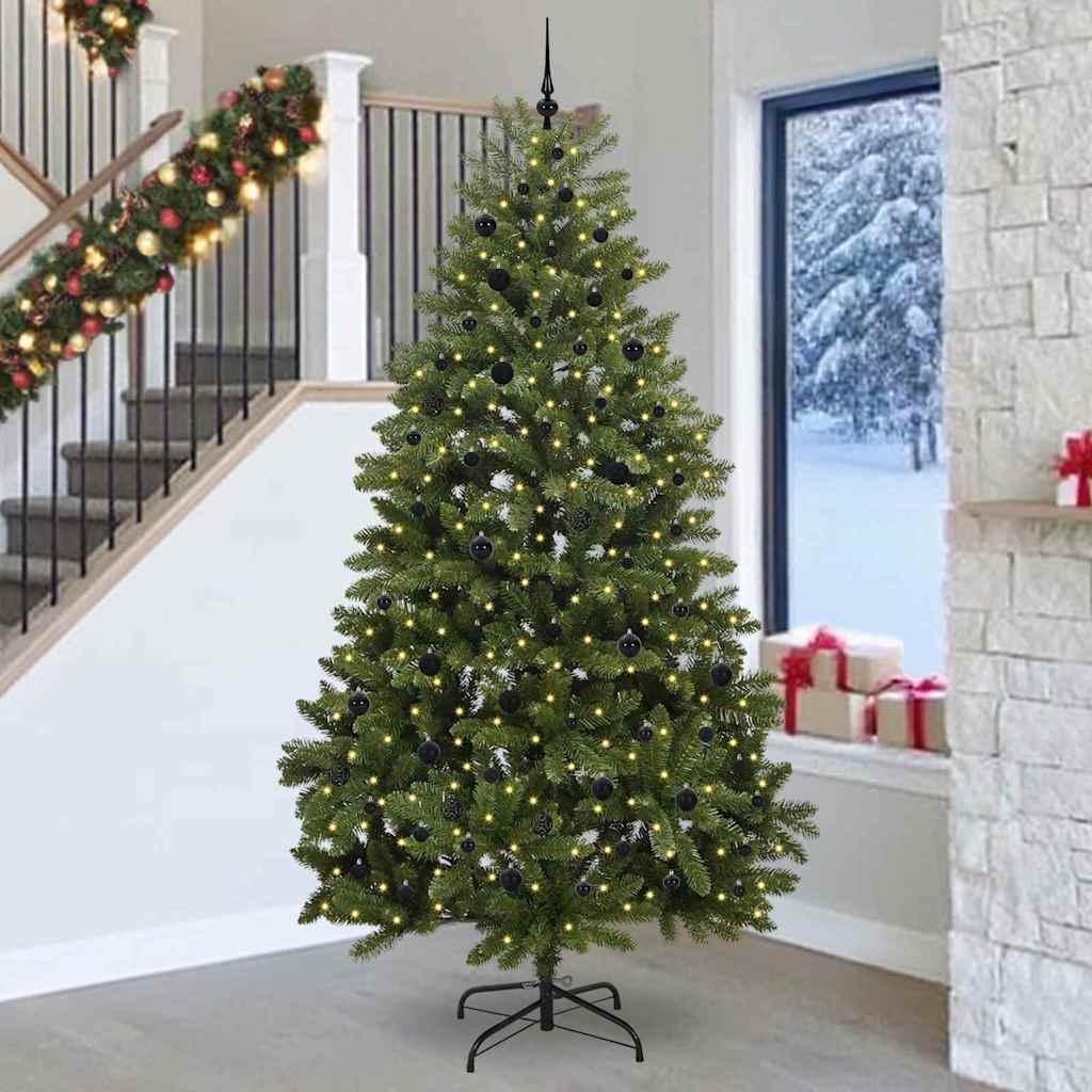 Kunstig juletre med 300 LED grønn 270 cm PVC og metall vidaXL