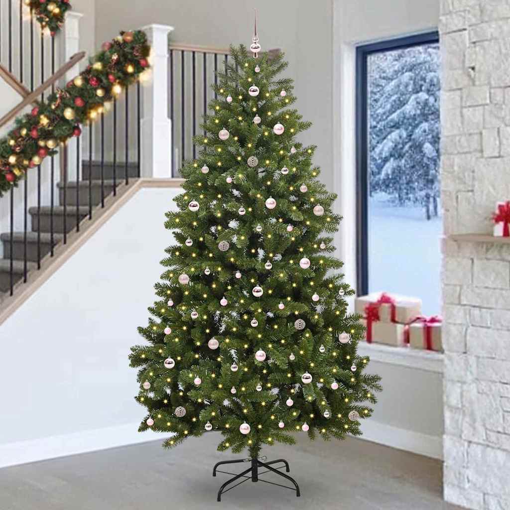Kunstig juletre med LED -stripelys grønn 270 cm PVC og metall