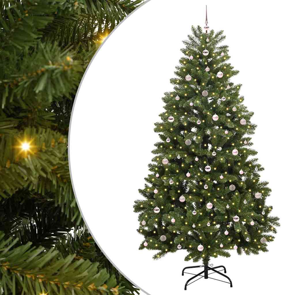 Kunstig juletre med LED -stripelys grønn 270 cm PVC og metall