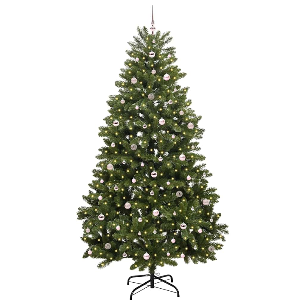 Kunstig juletre med LED -stripelys grønn 270 cm PVC og metall