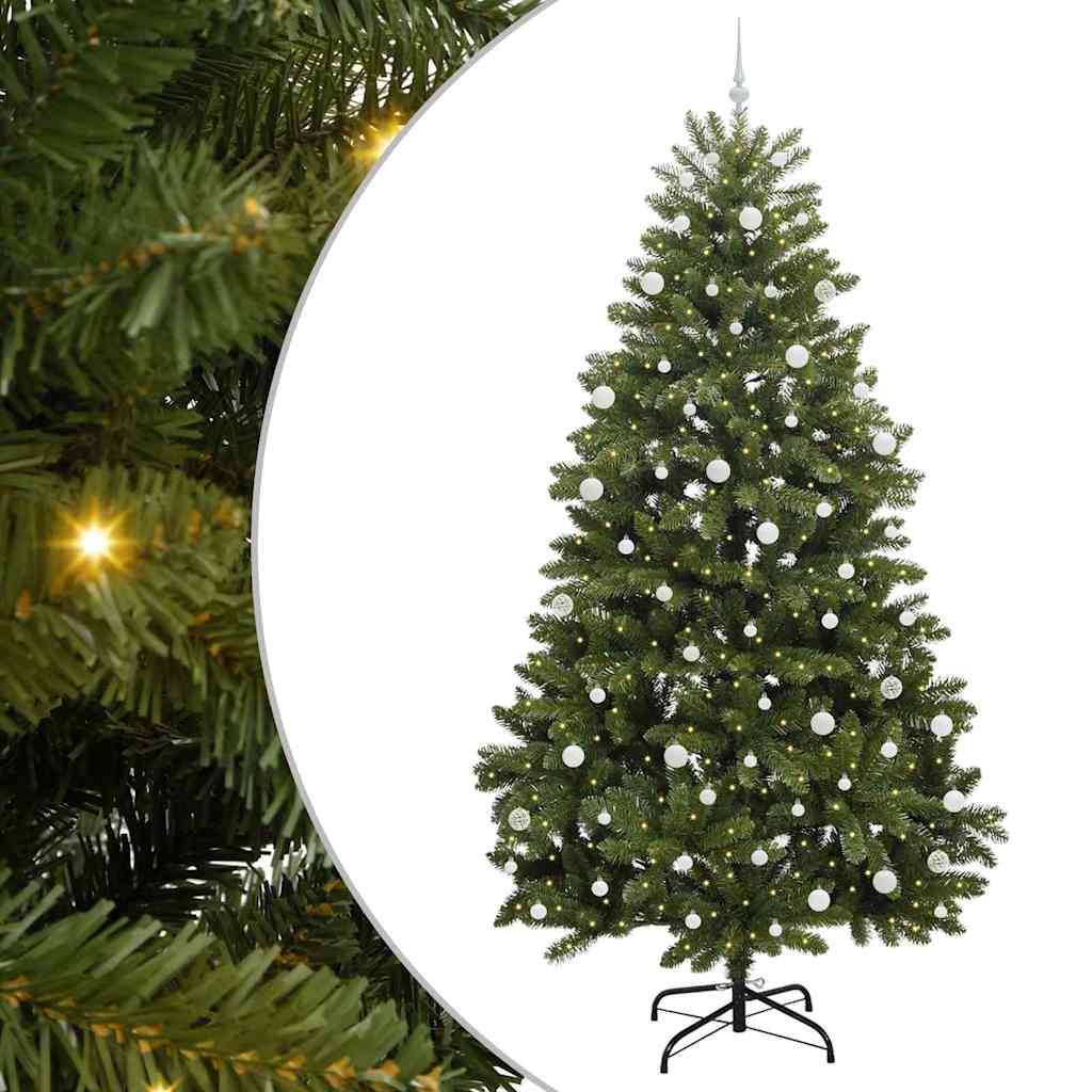 Kunstig juletre med LED -stripelys grønn 270 cm PVC og metall