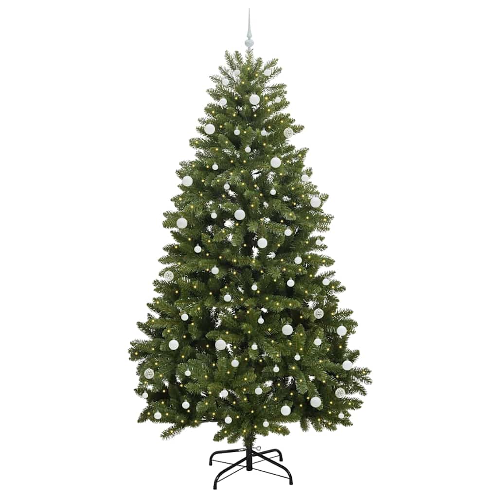 Kunstig juletre med LED -stripelys grønn 270 cm PVC og metall