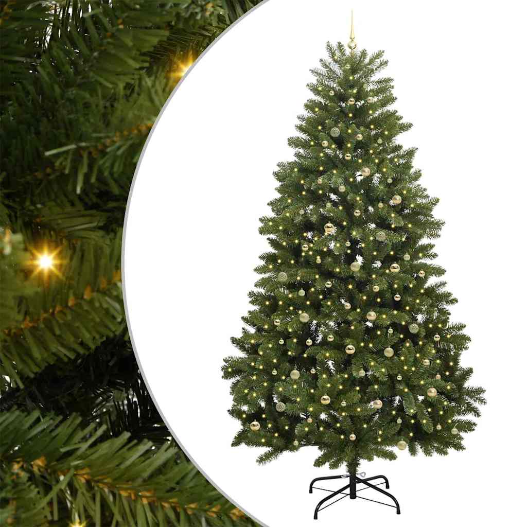 Kunstig juletre med LED -stripelys grønn 270 cm PVC og metall