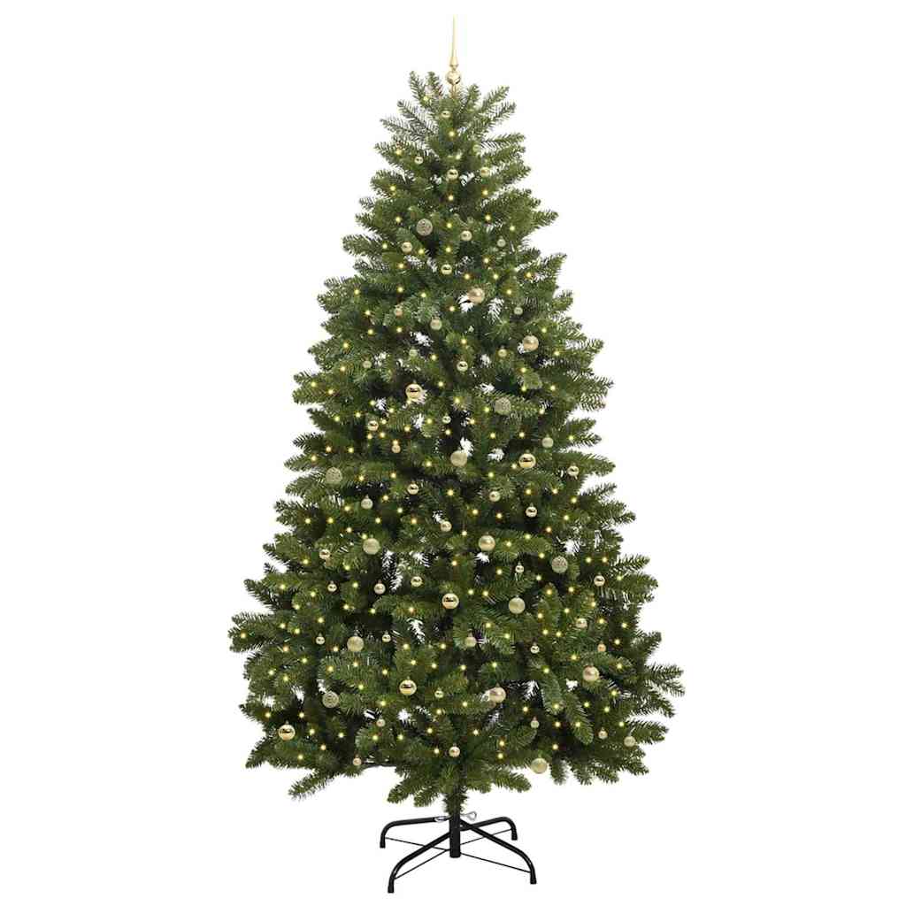 Kunstig juletre med LED -stripelys grønn 270 cm PVC og metall