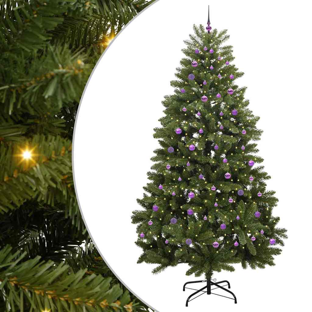 Kunstig juletre med LED -stripelys grønn 270 cm PVC og metall