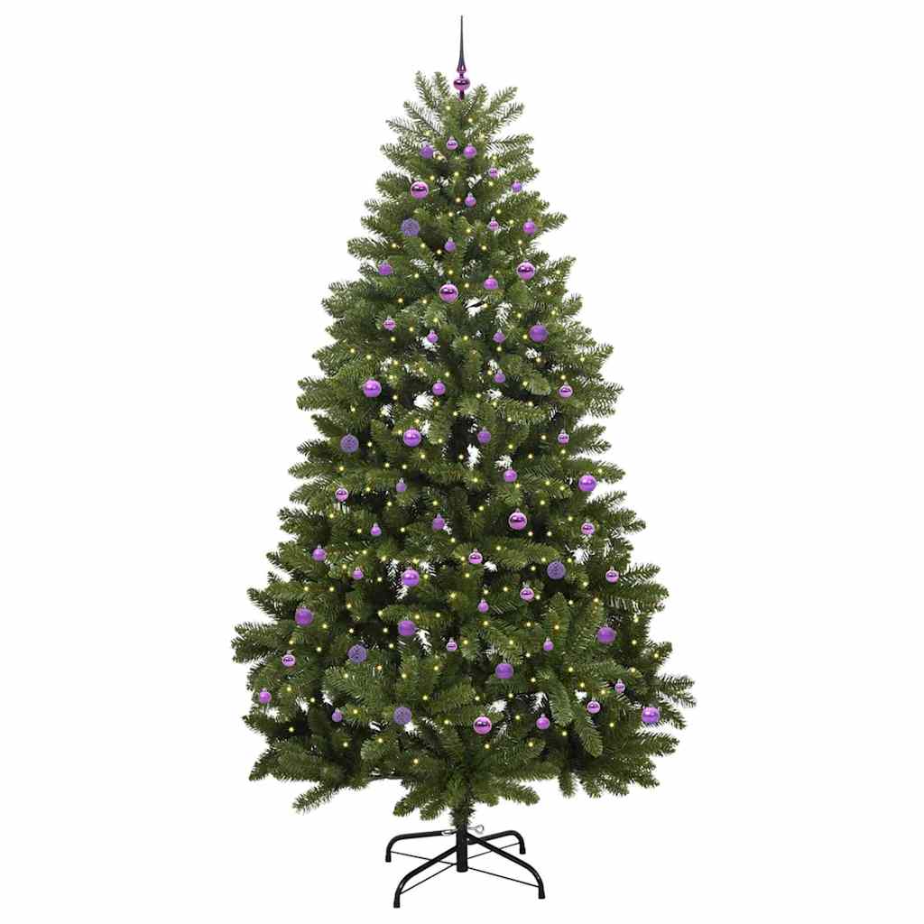 Kunstig juletre med LED -stripelys grønn 270 cm PVC og metall