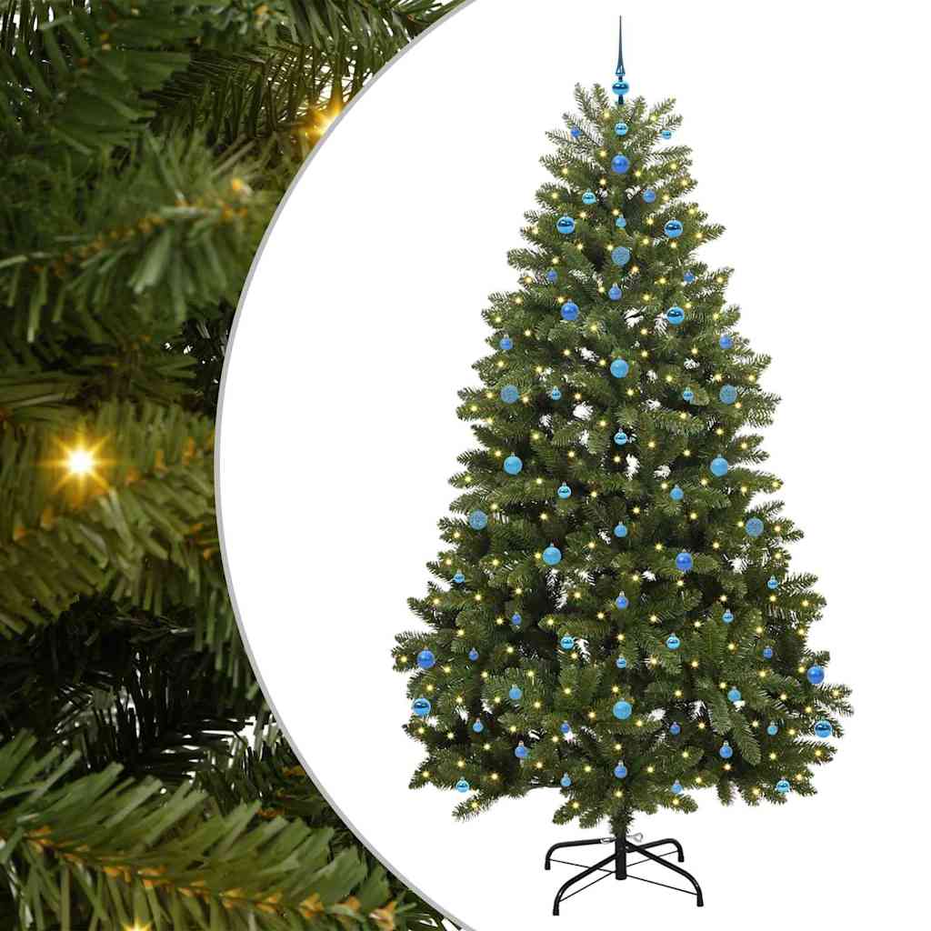 Kunstig juletre med LED -stripelys grønn 270 cm PVC og metall