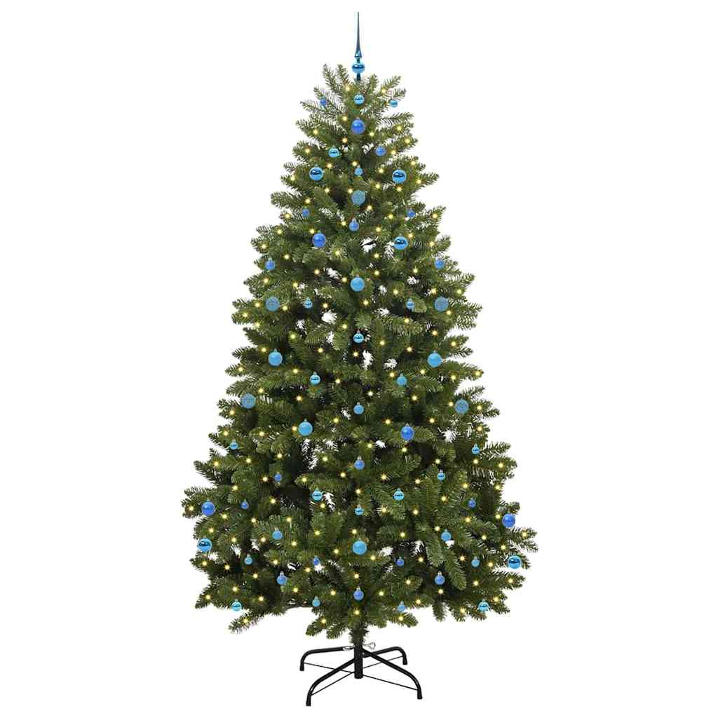 Kunstig juletre med LED -stripelys grønn 270 cm PVC og metall