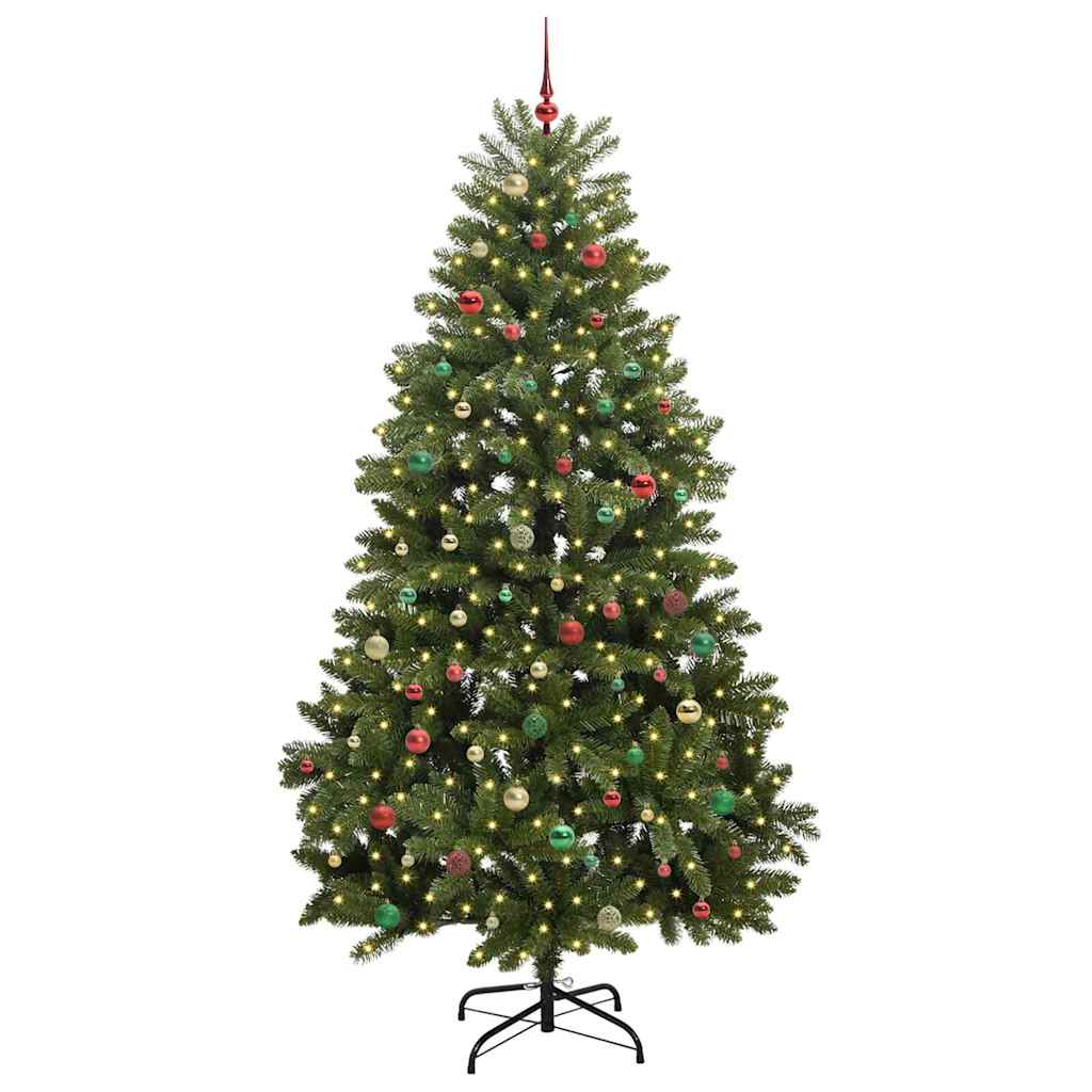 Kunstig juletre med LED -stripelys grønn 270 cm PVC og metall
