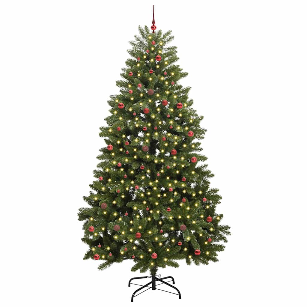 Kunstig juletre med LED -stripelys grønn 300 cm PVC og metall
