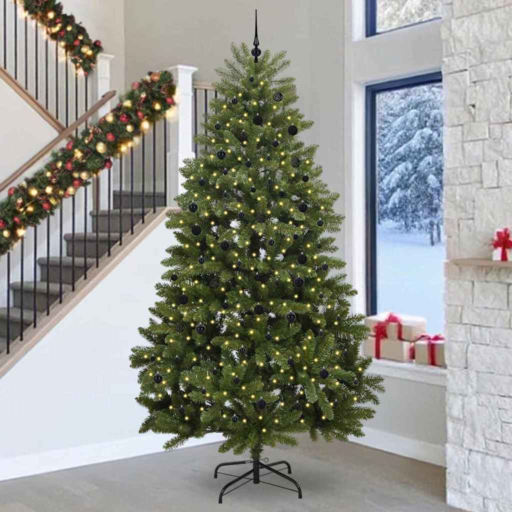 Kunstig juletre med LED -stripelys grønn 300 cm PVC og metall