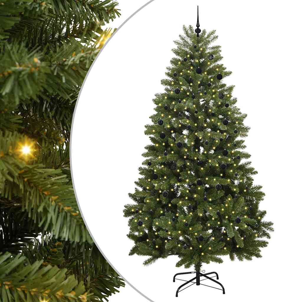Kunstig juletre med LED -stripelys grønn 300 cm PVC og metall