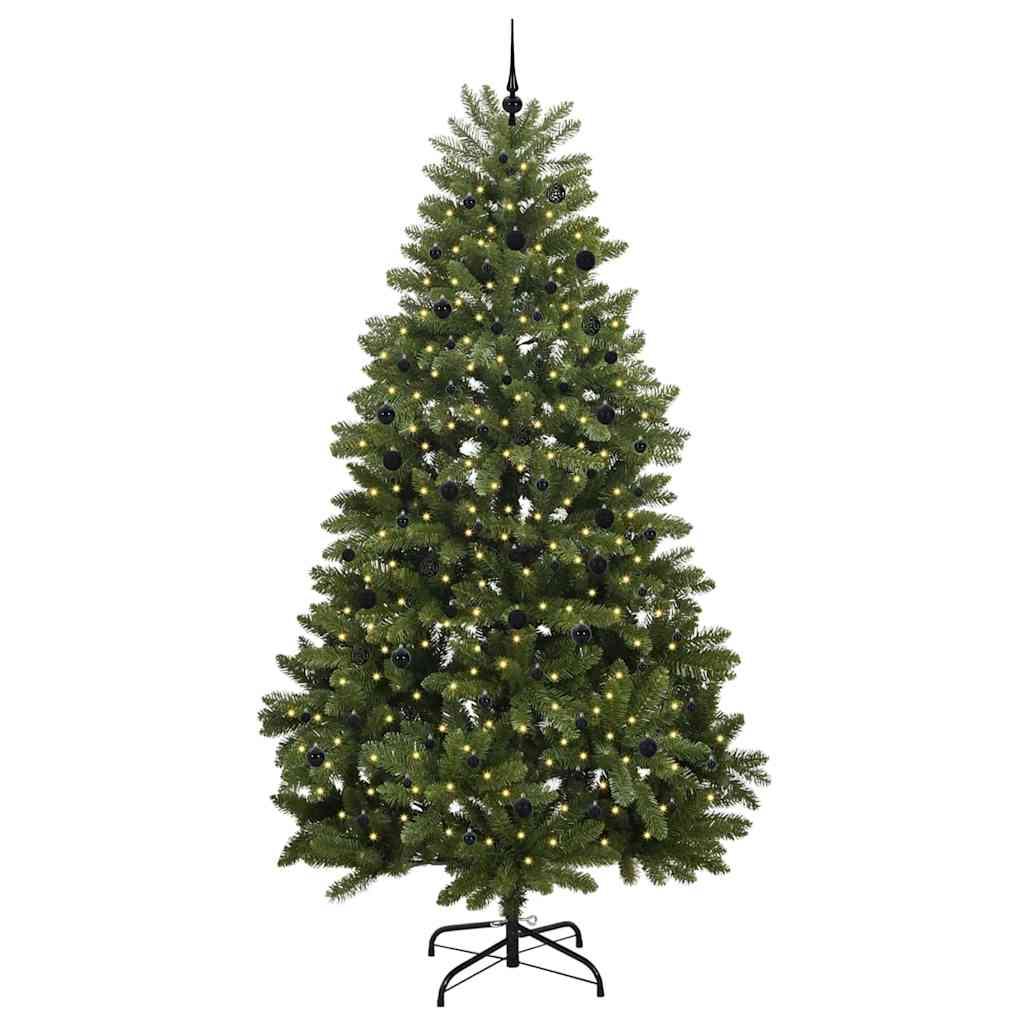 Kunstig juletre med LED -stripelys grønn 300 cm PVC og metall