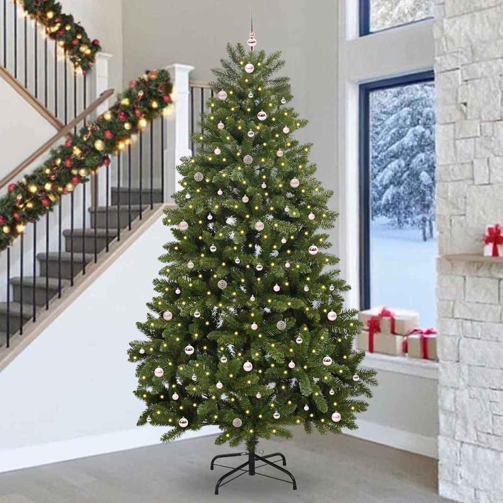 Kunstig juletre med LED -stripelys grønn 300 cm PVC og metall
