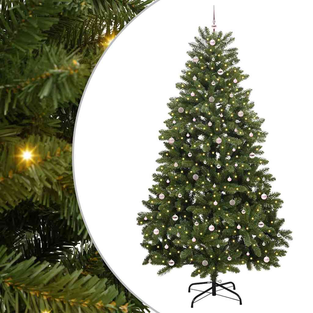 Kunstig juletre med LED -stripelys grønn 300 cm PVC og metall