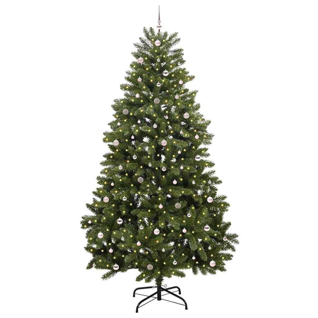Kunstig juletre med LED -stripelys grønn 300 cm PVC og metall