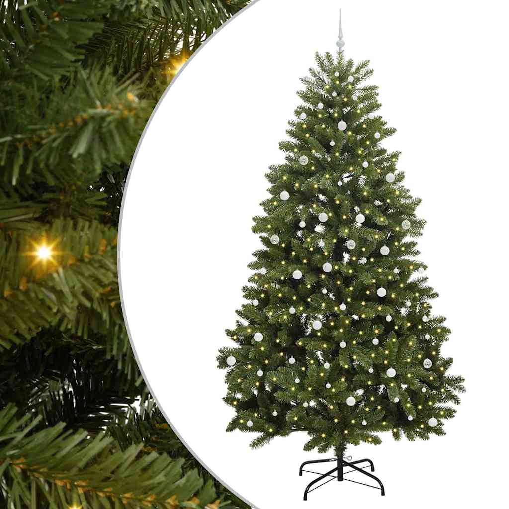 Kunstig juletre med LED -stripelys grønn 300 cm PVC og metall