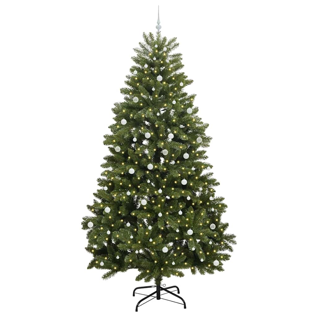 Kunstig juletre med LED -stripelys grønn 300 cm PVC og metall