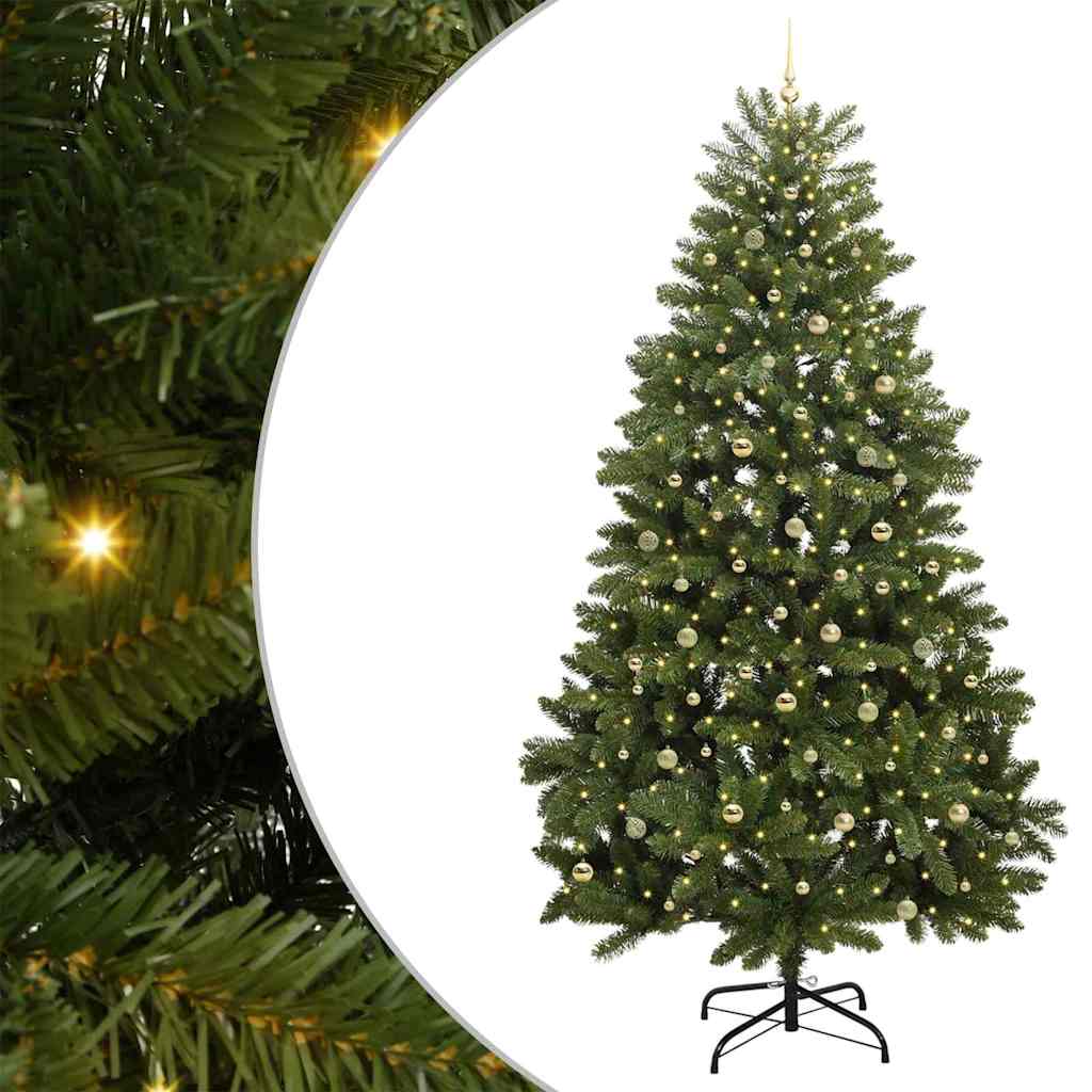 Kunstig juletre med LED -stripelys grønn 300 cm PVC og metall