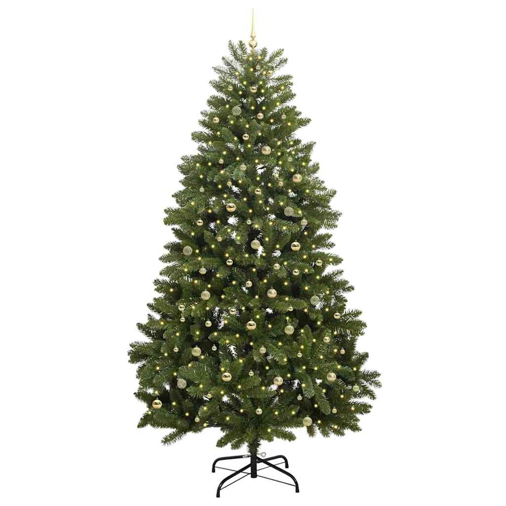 Kunstig juletre med LED -stripelys grønn 300 cm PVC og metall