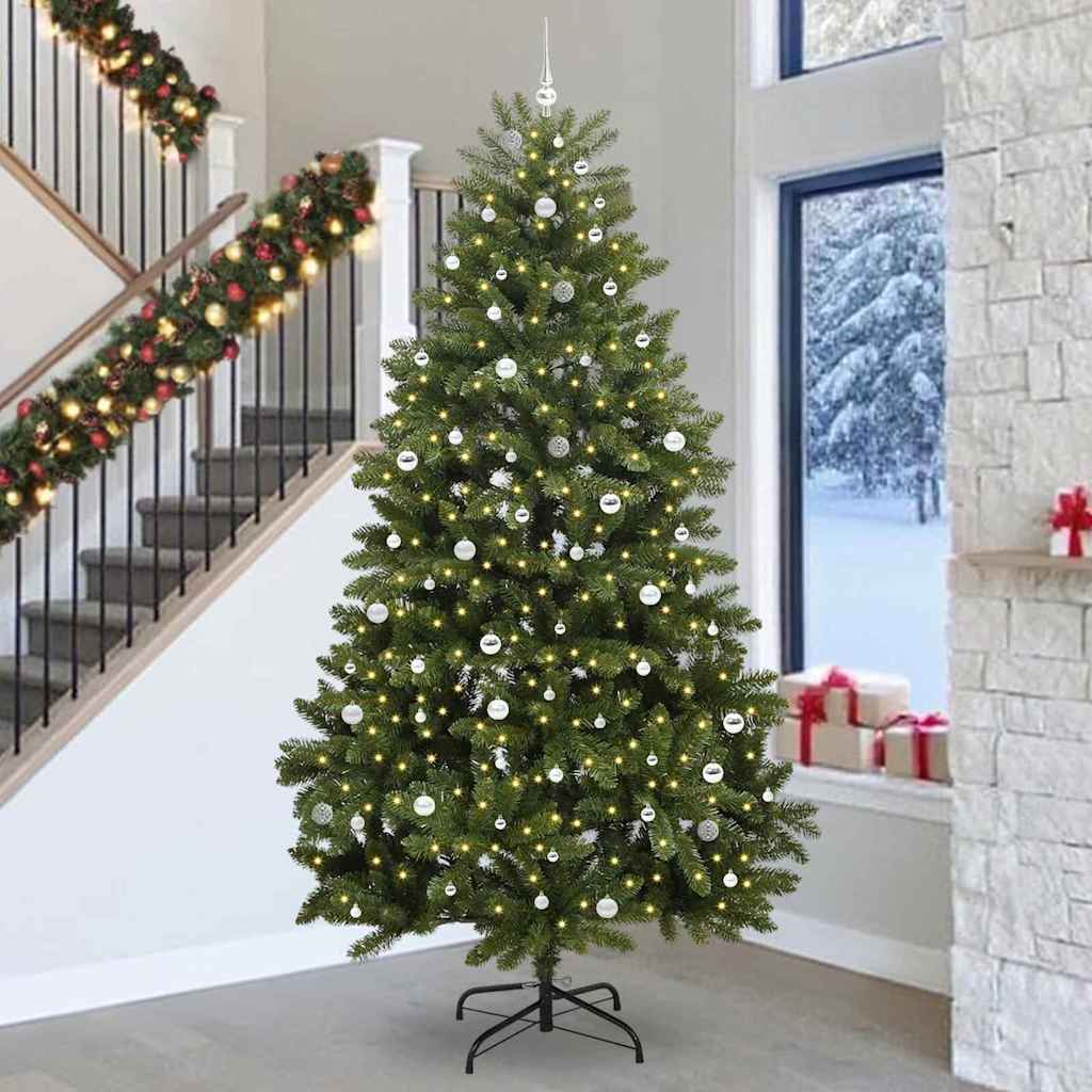 Kunstig juletre med LED -stripelys grønn 300 cm PVC og metall