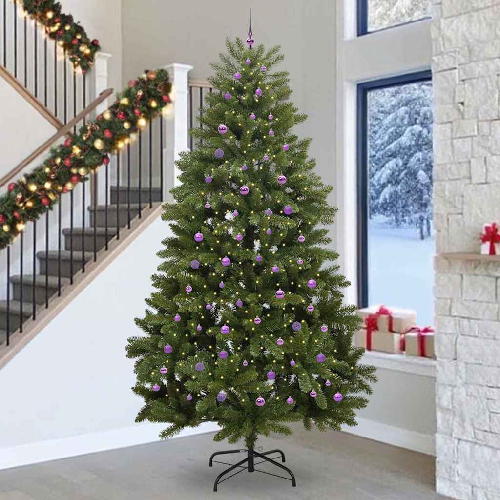 Kunstig juletre med LED -stripelys grønn 300 cm PVC og metall