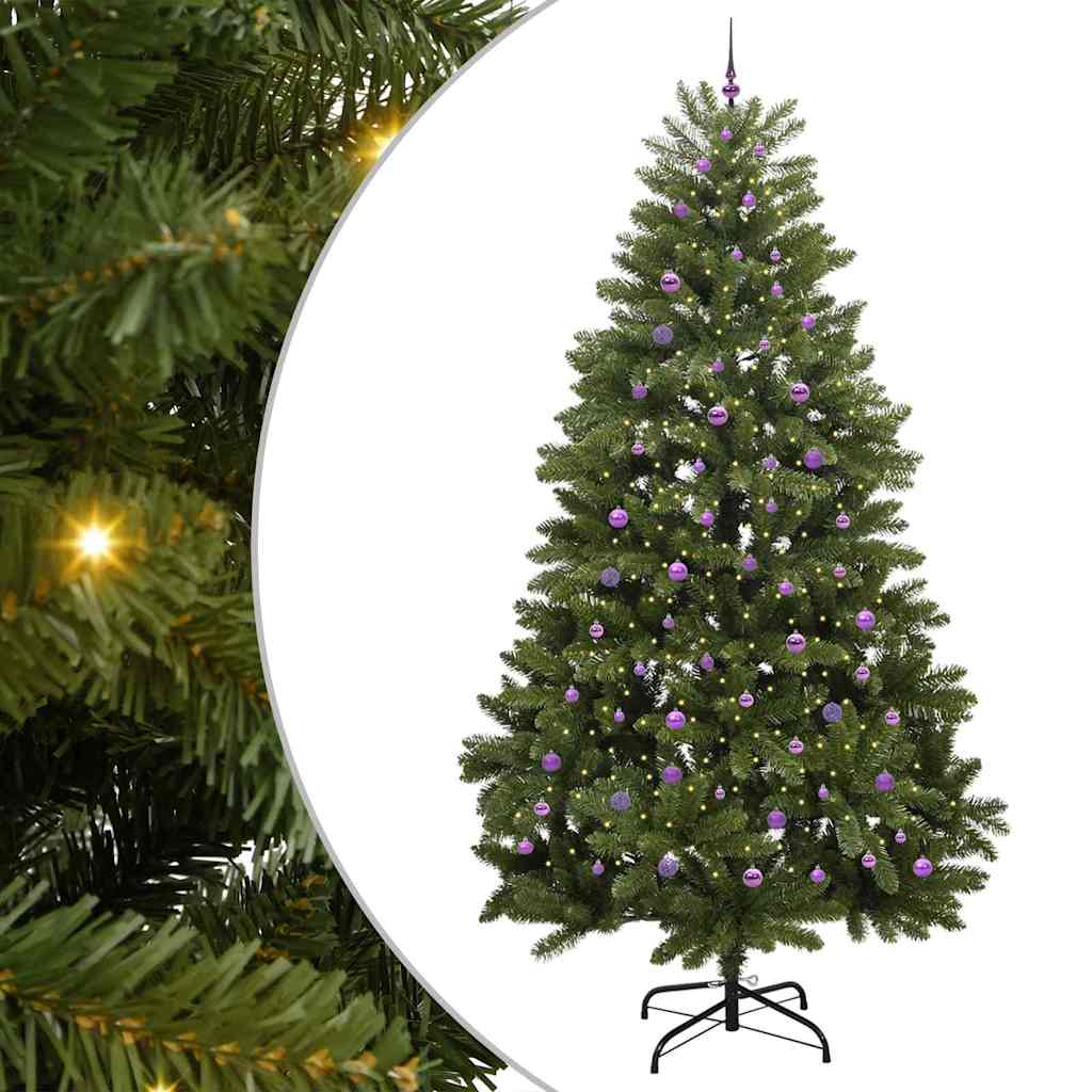 Kunstig juletre med LED -stripelys grønn 300 cm PVC og metall