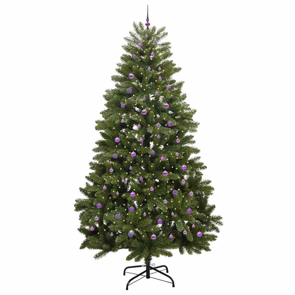 Kunstig juletre med LED -stripelys grønn 300 cm PVC og metall