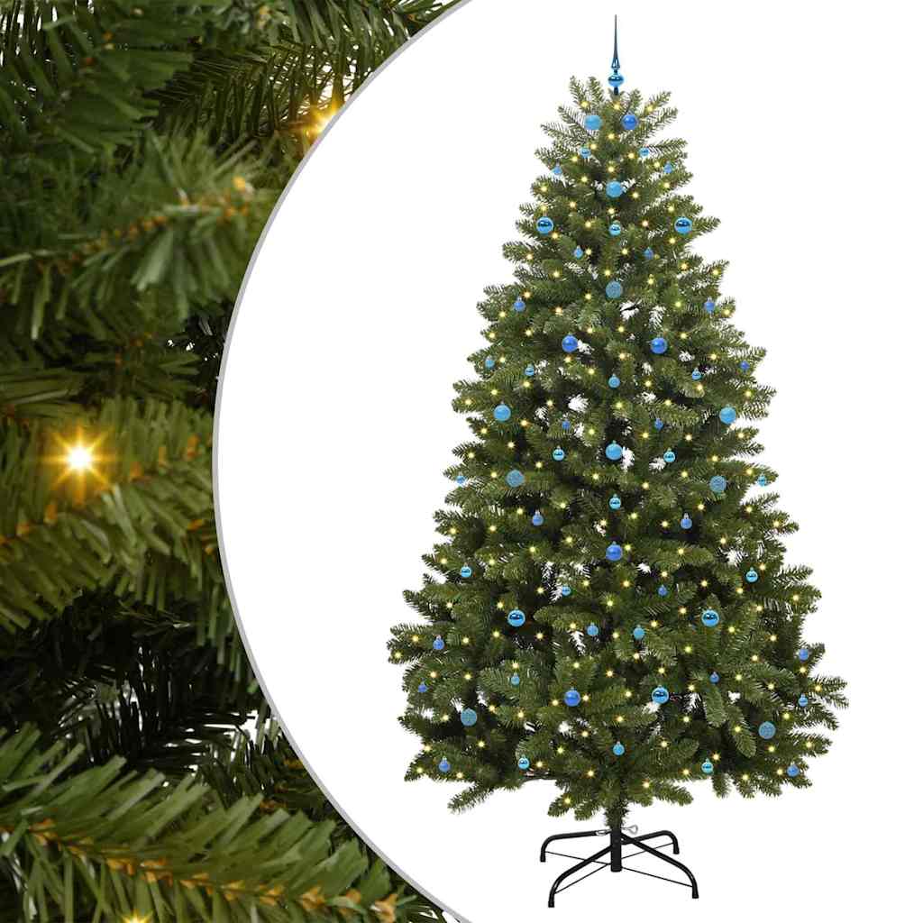 Kunstig juletre med LED -stripelys grønn 300 cm PVC og metall