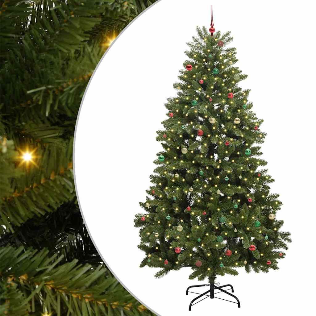 Kunstig juletre med LED -stripelys grønn 300 cm PVC og metall