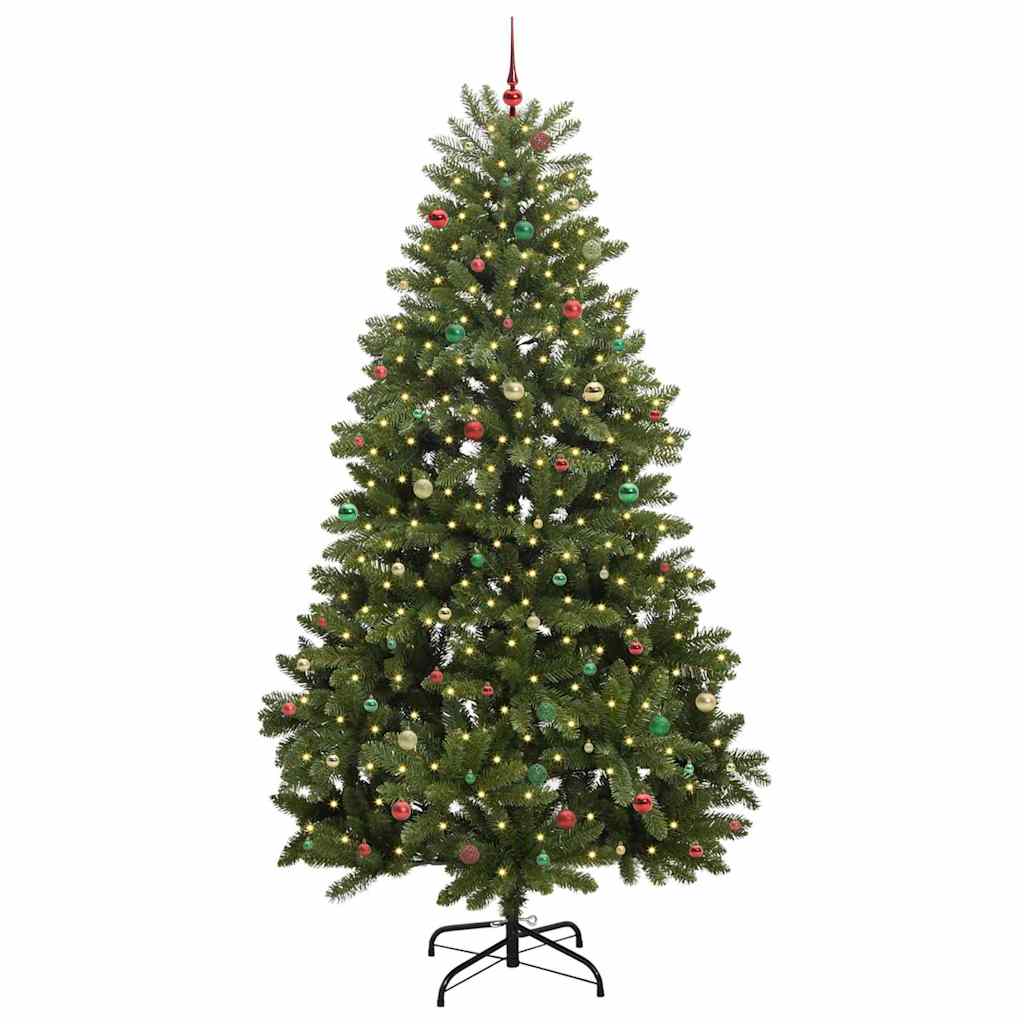 Kunstig juletre med LED -stripelys grønn 300 cm PVC og metall