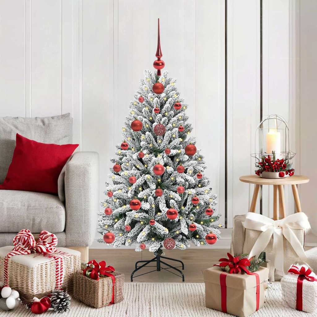 Kunstig juletre Grønn og hvit 120 cm PVC og metall