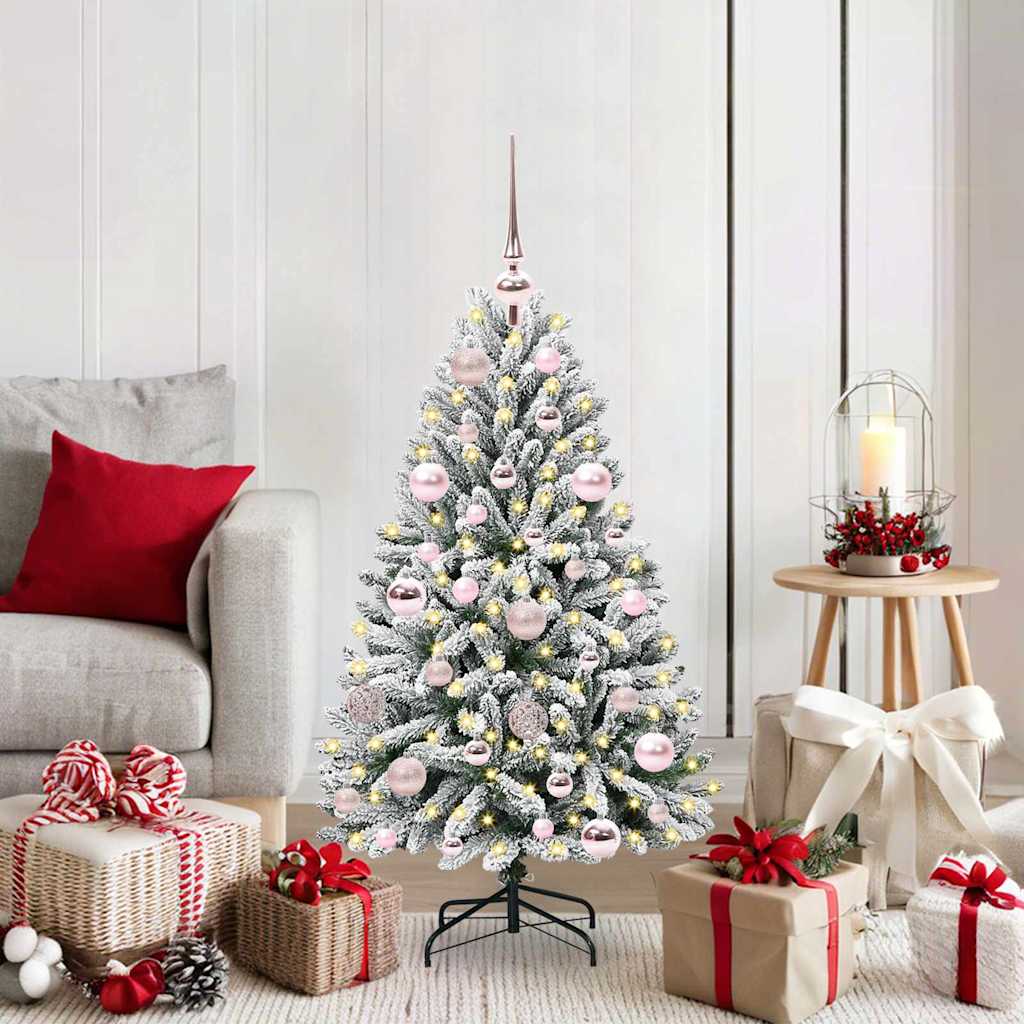 Kunstig juletre Grønn og hvit 120 cm PVC og metall
