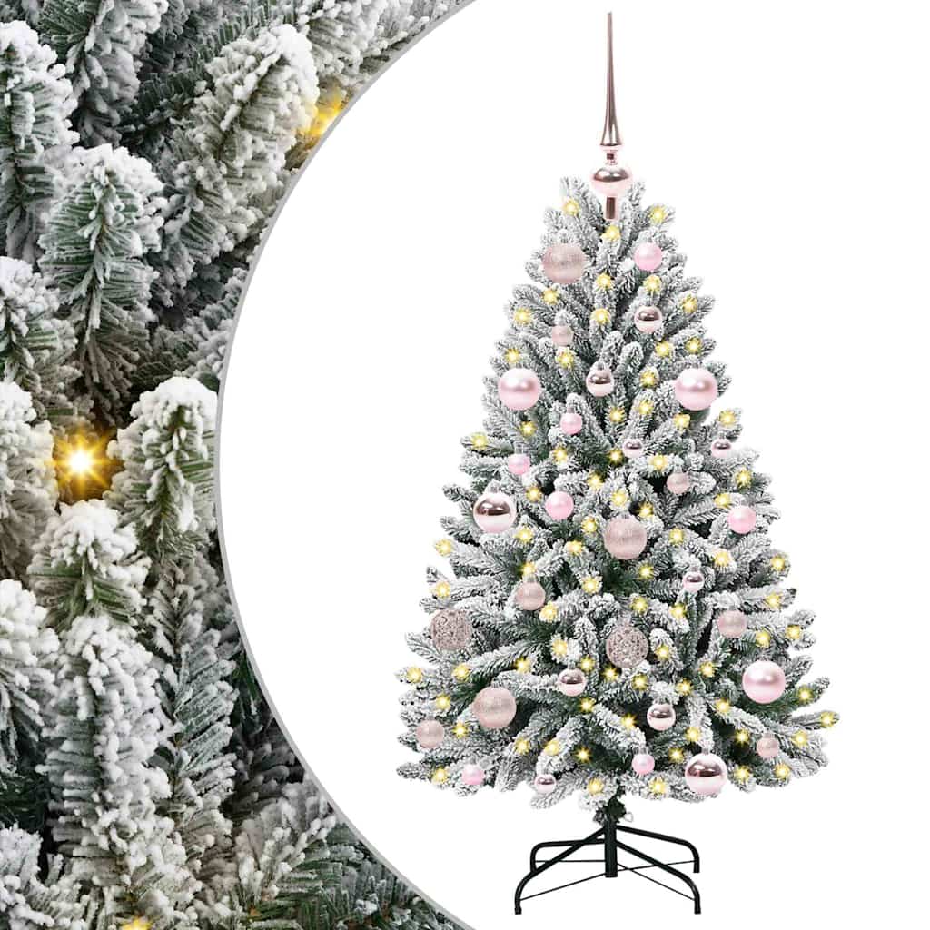 Kunstig juletre med 150 LED Grønn og hvit 120 cm PVC og metall