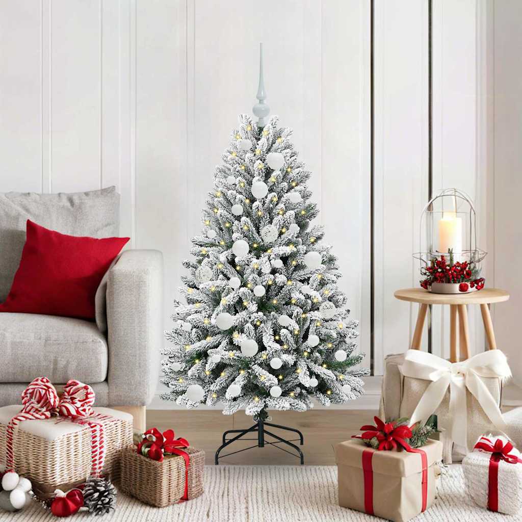 Kunstig juletre Grønn og hvit 120 cm PVC og metall