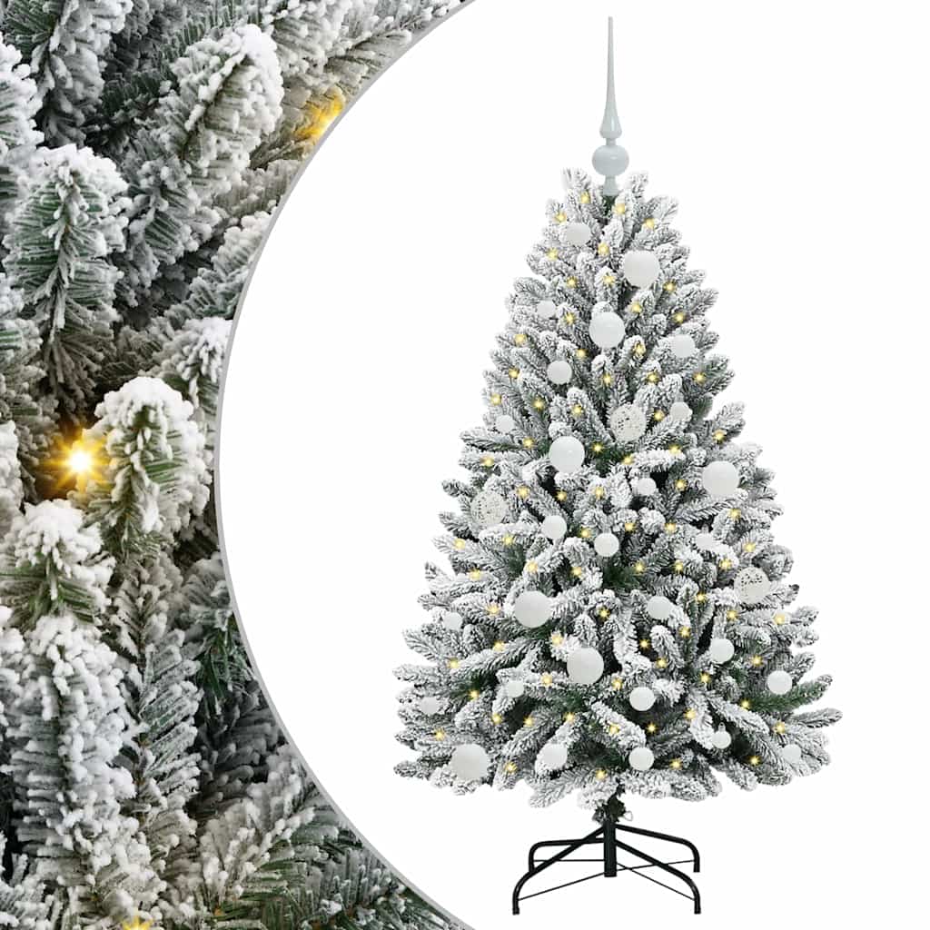 Kunstig juletre med 150 LED Grønn og hvit 120 cm PVC og metall