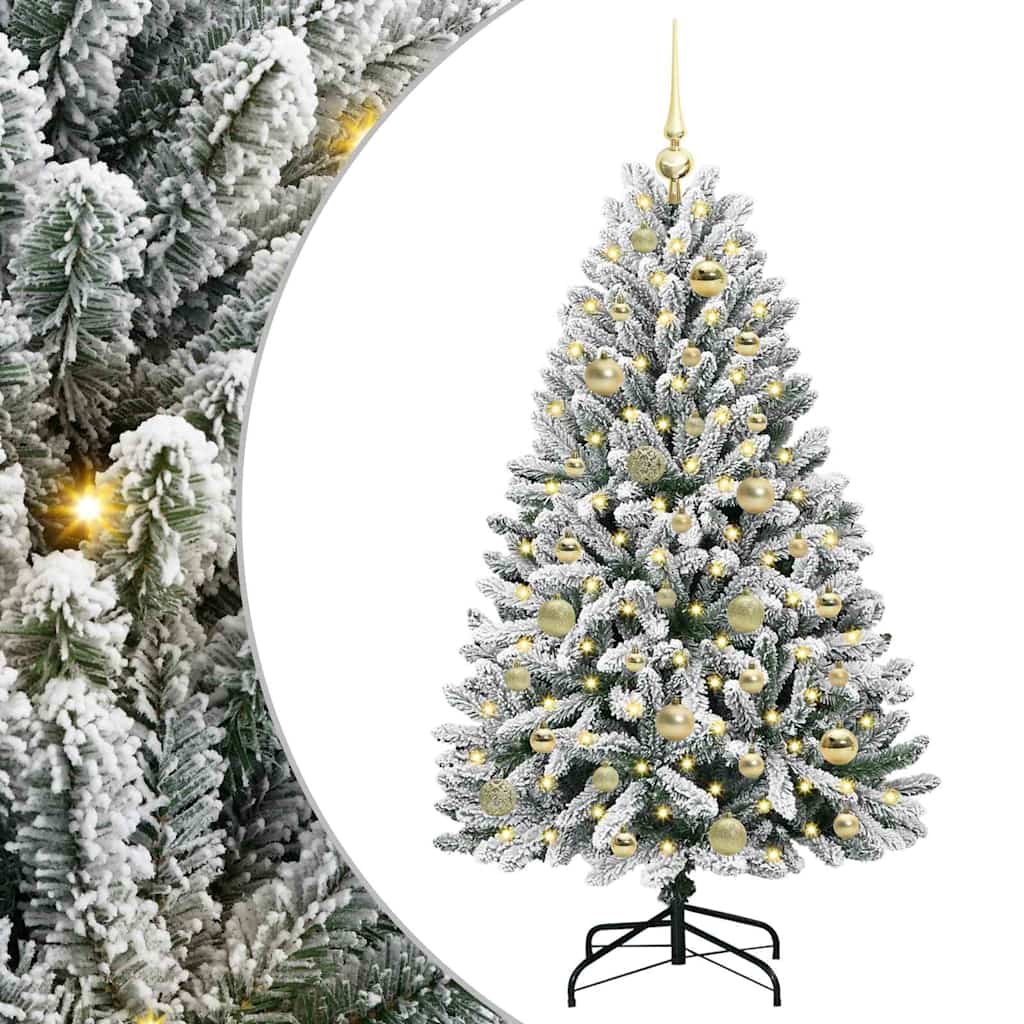 Kunstig juletre Grønn og hvit 120 cm PVC og metall