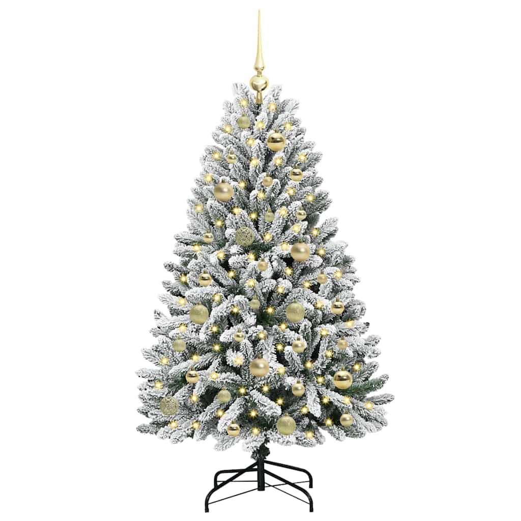 Kunstig juletre med 150 LED Grønn og hvit 120 cm PVC og metall
