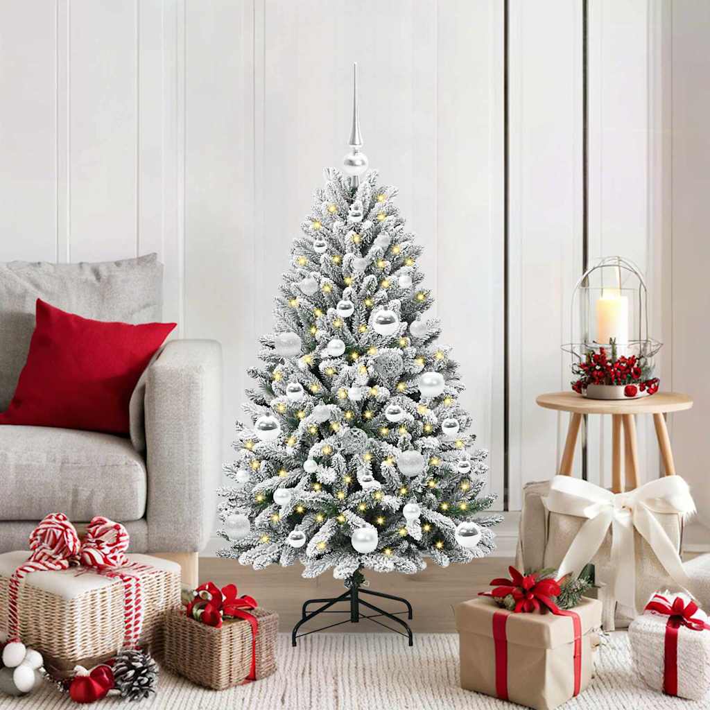 Kunstig juletre Grønn og hvit 120 cm PVC og metall