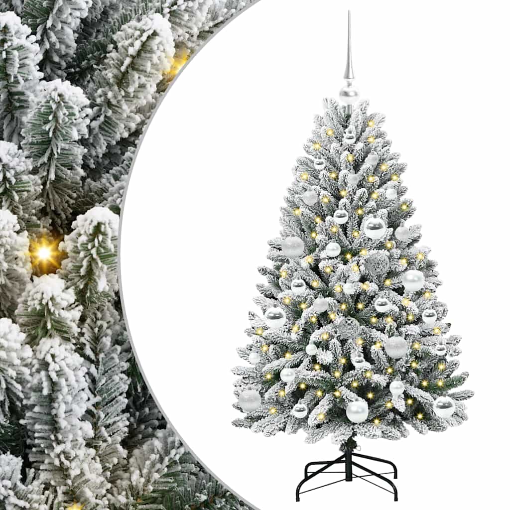 Kunstig juletre med 150 LED Grønn og hvit 120 cm PVC og metall