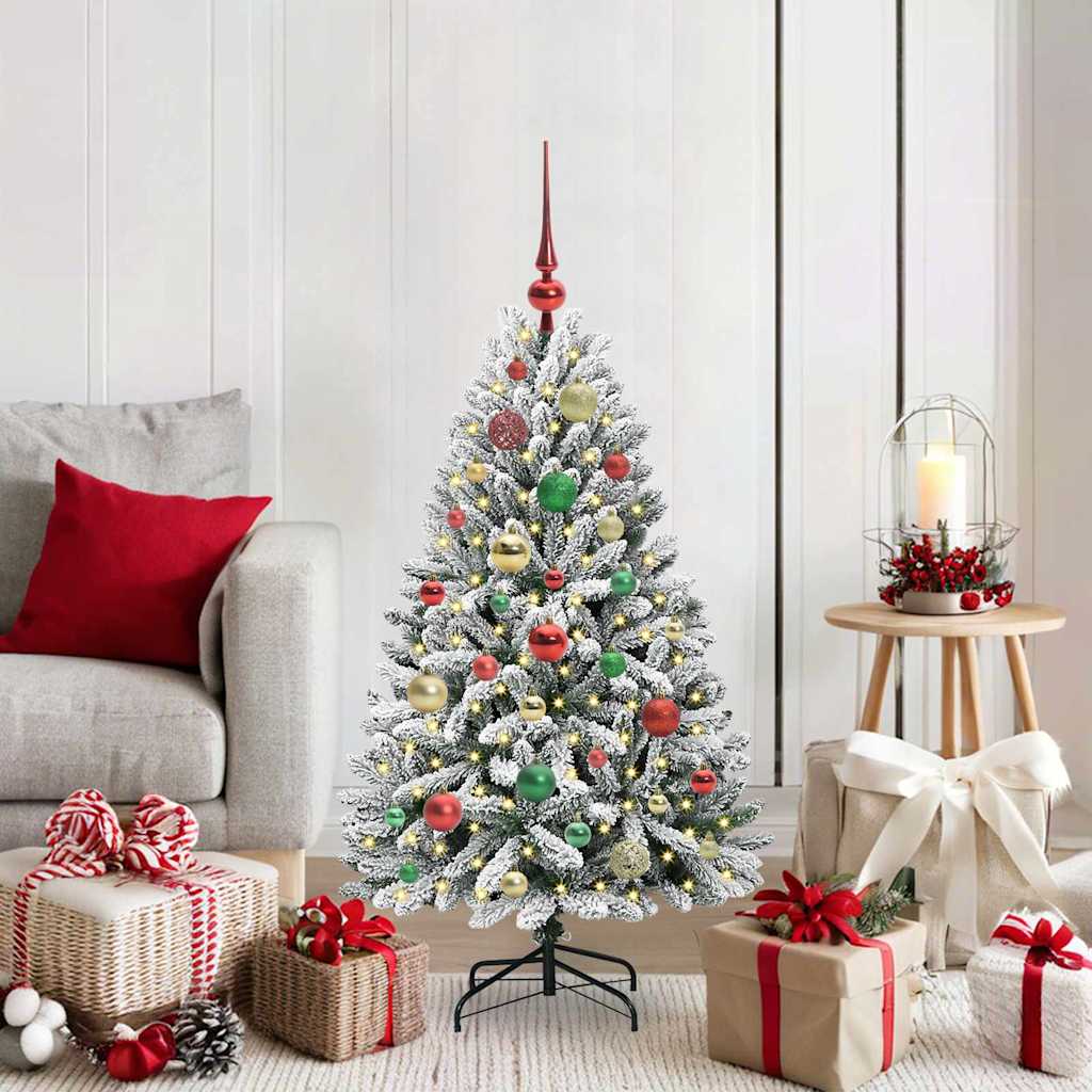 Kunstig juletre Grønn og hvit 120 cm PVC og metall