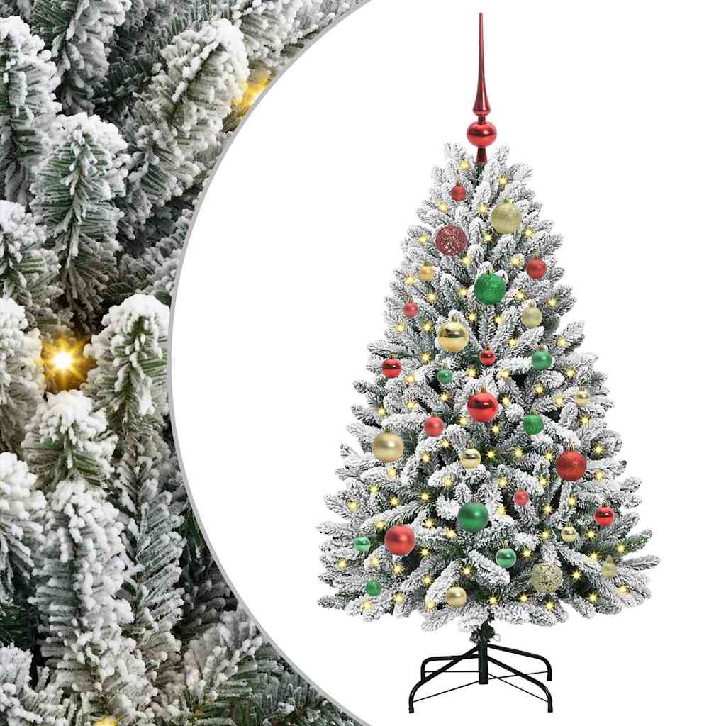 Kunstig juletre med 150 LED Grønn og hvit 120 cm PVC og metall
