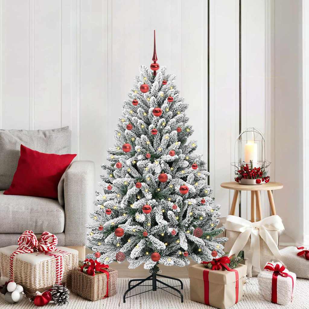 Kunstig juletre Grønn og hvit 150 cm PVC og metall