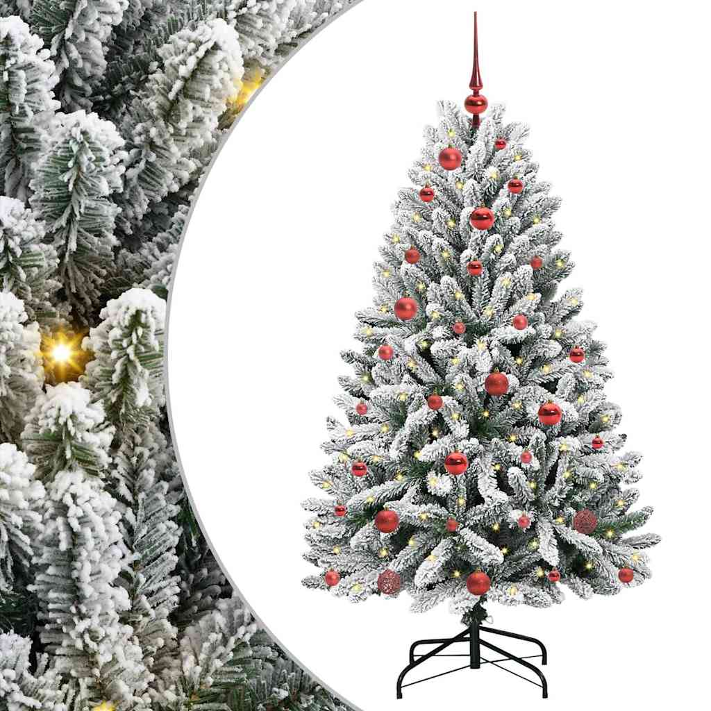 Kunstig juletre Grønn og hvit 150 cm PVC og metall