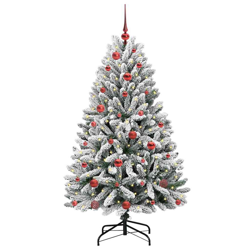 Kunstig juletre Grønn og hvit 150 cm PVC og metall