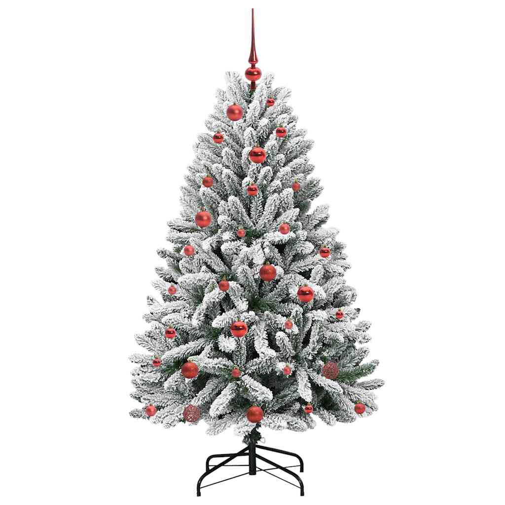 Kunstig juletre Grønn og hvit 150 cm PVC og metall
