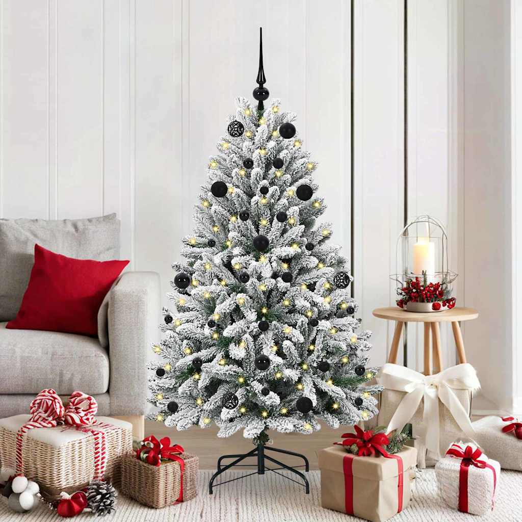 Kunstig juletre Grønn og hvit 150 cm PVC og metall
