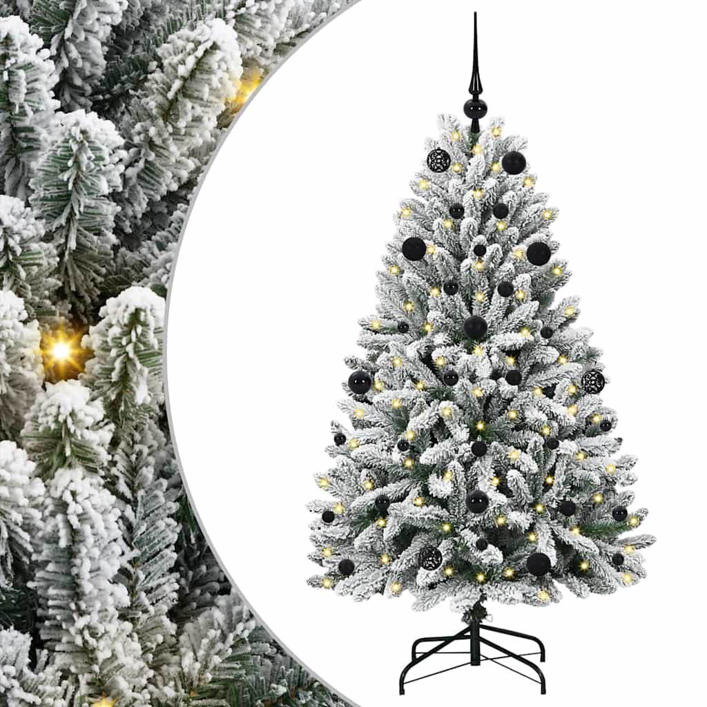 Kunstig juletre Grønn og hvit 150 cm PVC og metall