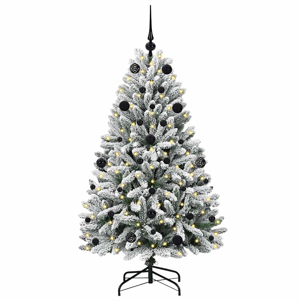 Kunstig juletre Grønn og hvit 150 cm PVC og metall