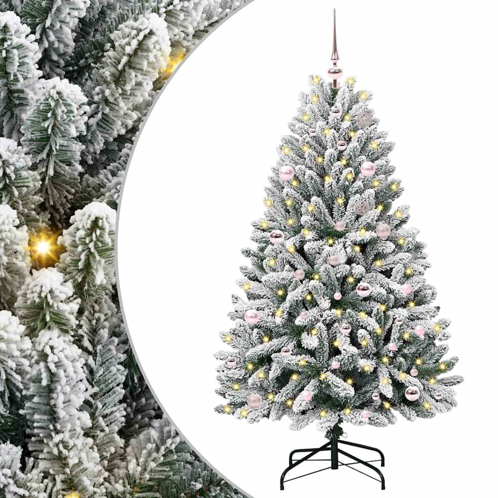Kunstig juletre Grønn og hvit 150 cm PVC og metall